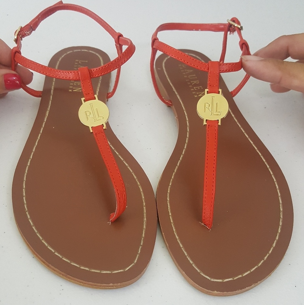 Ralph Lauren Thong Sandals Orange Size 6